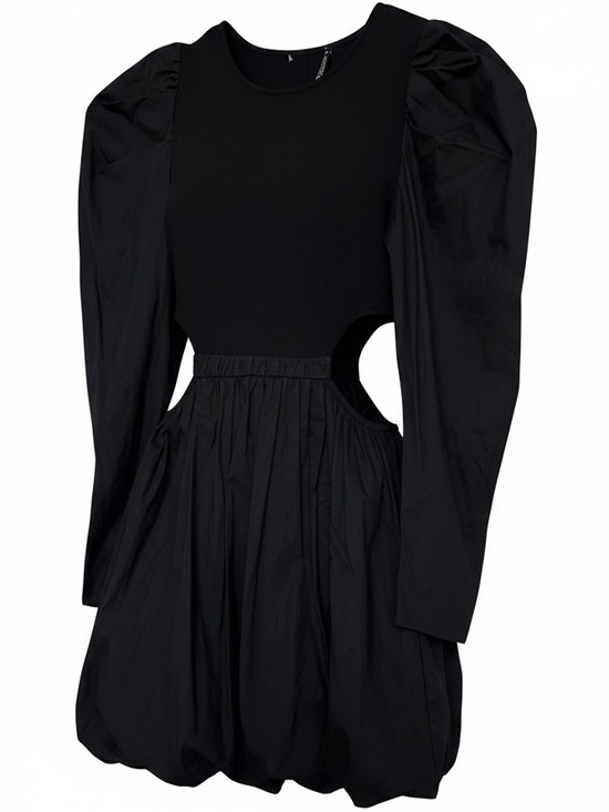 Zara Dresses & Skirts - Zara Black Puff-Sleeve Mini Dress with Waist Cutouts NWT